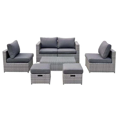 Bali set Μέταλλο - Wicker: Τραπέζι+ 2θ Καναπέ+ 2 Σ
