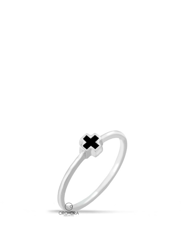 Δαχτυλίδι Λευκόχρυσο K14 με Σμάλτο