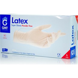 Gmt Super Latex Gloves Powder Free Γάντια Λάτεξ Χωρίς Πούδρα Μίας Χρήσης Αμφιδέξια Μη Αποστειρωμένα, 100τεμ