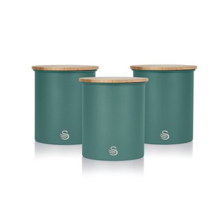 Set of 3 Storage Containers Nordic Swan Green SWKA