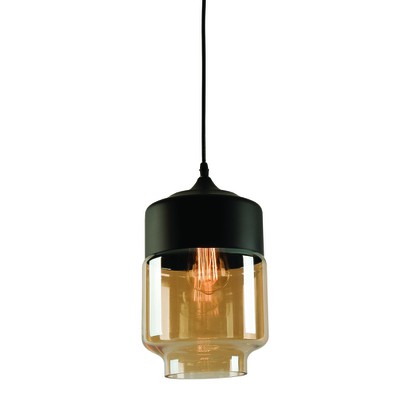 Pendant Light 1L Glass Amber Black D18