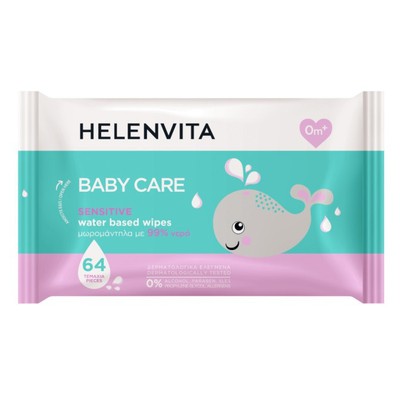 HELENVITA Baby Care Wipes Μωρομάντηλα Sensitive Με 99% Νερό 64 Τεμάχια