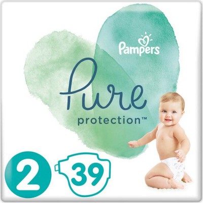 PAMPERS Βρεφικές Πάνες Pure No.2 4-8Kgr 39 Τεμάχια Value Pack