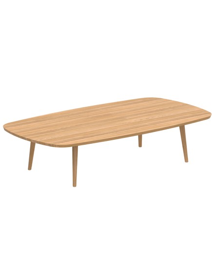 STYLETTO OVAL HIGH LOUNGE TABLE WITH TEAK TOP 220x