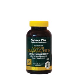 Natures Plus Cal/Mag/Vit D3/Vit K2 Vanilla, 60chew.tabs