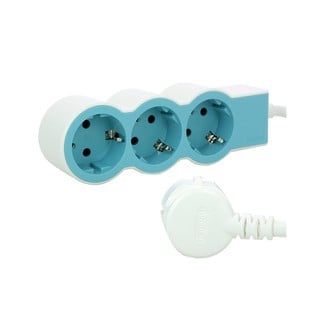 Socket Outlet Standard 3-Way Cable 1.5m White/Blue