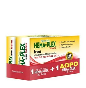 Natures Plus Hema-Plex Iron, 30 Tabs & 10 FREE