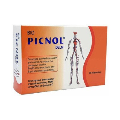 MEDICHROM Bio Picnol Delm Συμπλήρωμα Διατροφής Για Βελτίωση Κυκλοφορίας & Κουρασμένα Πόδια 30 Κάψουλες