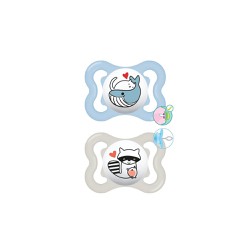 Mam Supreme Silicone Pacifier 2-6 Months Grey-Blue 2 pieces