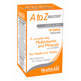 Health Aid A to Z Multivit and Minerals with Lutein, Πολυβιταμίνες, 30 tabs vegan