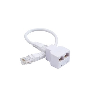 RJ45 Adaptor With Cable 20cm 1 Male to 2 Female Wh