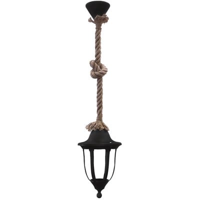 Pendant Light 1xE27 Black Lantern With Rope LP-500