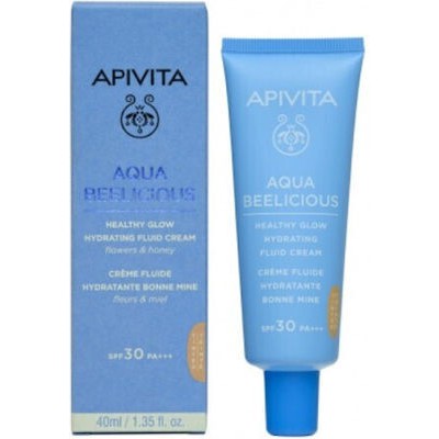 APIVITA Aqua Beelicious Hydrating Fluid Cream Tinted Λεπτόρρευστη Κρέμα Ενυδάτωσης Με Χρώμα Για Φυσική Λάμψη 40ml