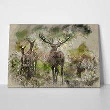 Watercolour painting family deer 720354256  1  a