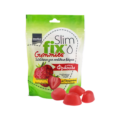 SLIM FIX  Slim fix Gummies Για Την Απώλεια Βάρους Με Γλυκομαννάνη Με Γεύση Φράουλα 500mg 42 Ζελεδάκια