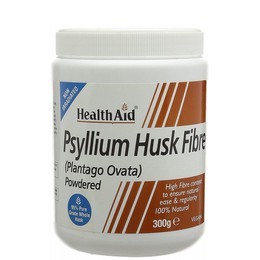 Health Aid Psyllium Husk Fibre 300gr. Φυτικές υδατοδιαλυτές ίνες από φλοιό Ψυλλίου, το ψύλλιο είναι ο σπόρος ενός φυτού που συμβάλει στην κινητικότητα και την ομαλή λειτουργία του εντέρου και της πέψης.