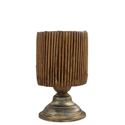 Table Lamp Kyoto Brown Bamboo With Plastic Bronze 