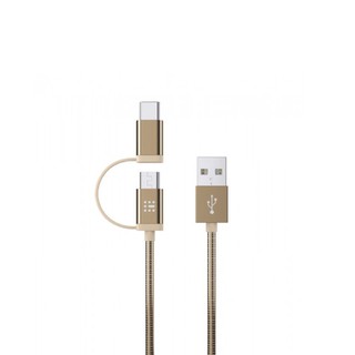 Καλώδιο USB 2 σε 1 Τύπου C/Micro Χρυσό 1.2m 100-16