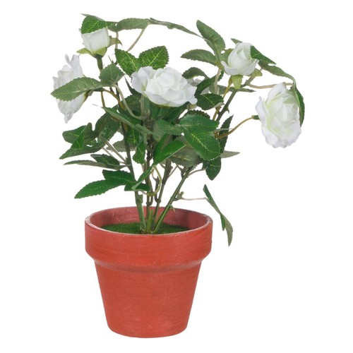 Lule Dekoruese Trëndafil I Bardhë Në Vazo 21 Cm
