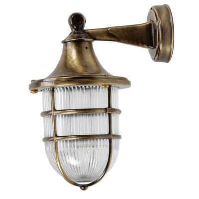 Brass Wall Light Antique Height:28cm Ε27 Ip54 Grid