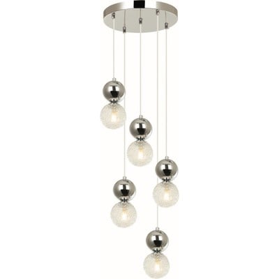 Pendant Light 5 Lights Chrome With Terrain Glass 5