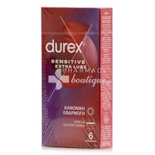 Durex Sensitive Extra Lube - Κανονική Εφαρμογή, 6τμχ.