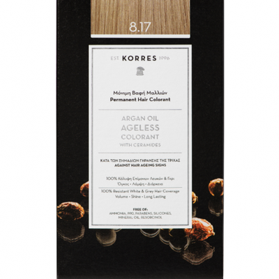 KORRES Argan Oil Ageless Advanced Colorant Βαφή Μαλλιών 8.17 Ξανθό Ανοιχτό Μπεζ