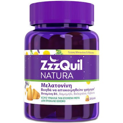 ZZZQUIL Natura Συμπλήρωμα Διατροφής Με Μελατονίνη, Γεύση Μάνγκο & Μπανάνα 30 Ζελεδάκια
