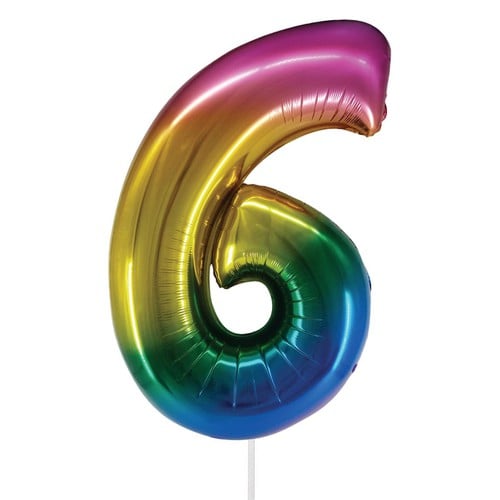 Balon broj 6 rainbow 1m