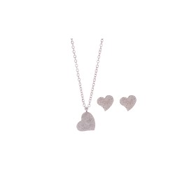 Medisei Dalee Set Single Heart Necklace Set and Earrings Stainless Steel 3 pieces 