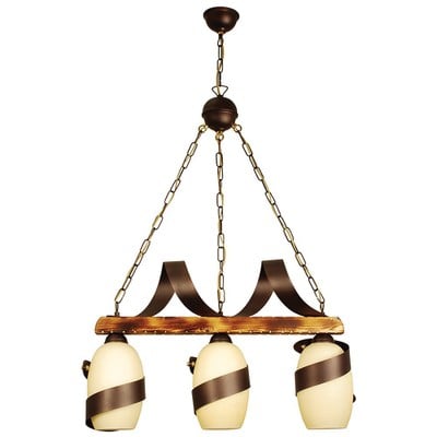 Pendant Light 3 Lights Wooden Bar Honey Color Glas