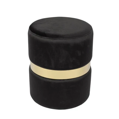 Stool Gold/Fabric Black Velure D.35x43cm ZWW Tommy