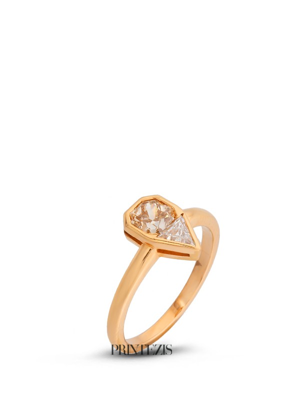 Δαχτυλίδι Ροζ Χρυσό Κ18 με Διαμάντια 1,06ct