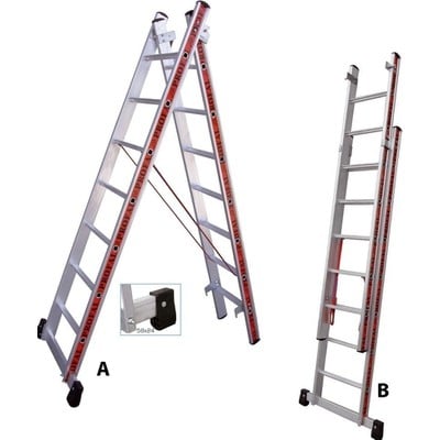 Aluminium Ladder Double Folding With 15 Stairs 4M