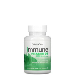 Natures Plus Immune Vitamin D3 125mcg 5.000IU Συμπλήρωμα Διατροφής με Βιταμίνη D3 για Ενίσχυση του Ανοσοποιητικού, 60softgels