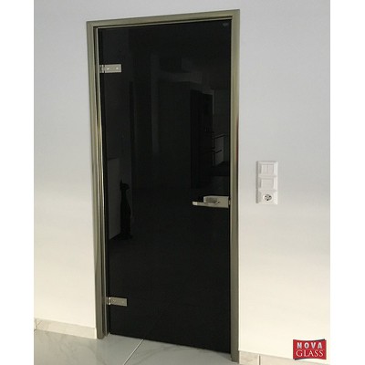 Γυάλινη πόρτα 10mm securit 80Χ210 χρώματος μαύρου 