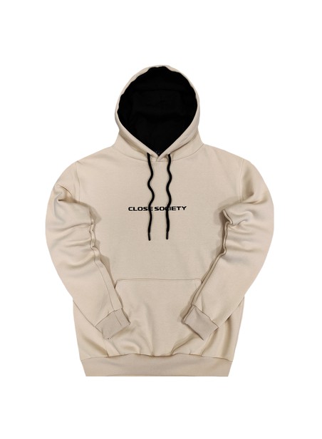 Clvse society beige simple logo hoodie