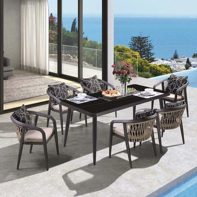 Jardin Τραπεζαρία alu Ανθρακί, hpl Μαύρο, Rope Μπε