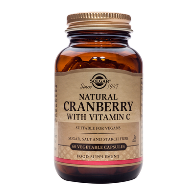 SOLGAR Natural Cranberry 400mg With Vitamin C 60mg Συμπλήρωμα Διατροφής Με Κράνμπερι & Βιταμίνη C Για Αντιμετώπιση Λοιμώξεων Του Ουροποιητικού Συστήματος x60 Φυτικές Κάψουλες