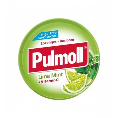 PULMOLL Vitamin C Lime & Μέντα Παστίλιες Για Το Βήχα & Τον Πονόλαιμο 45g